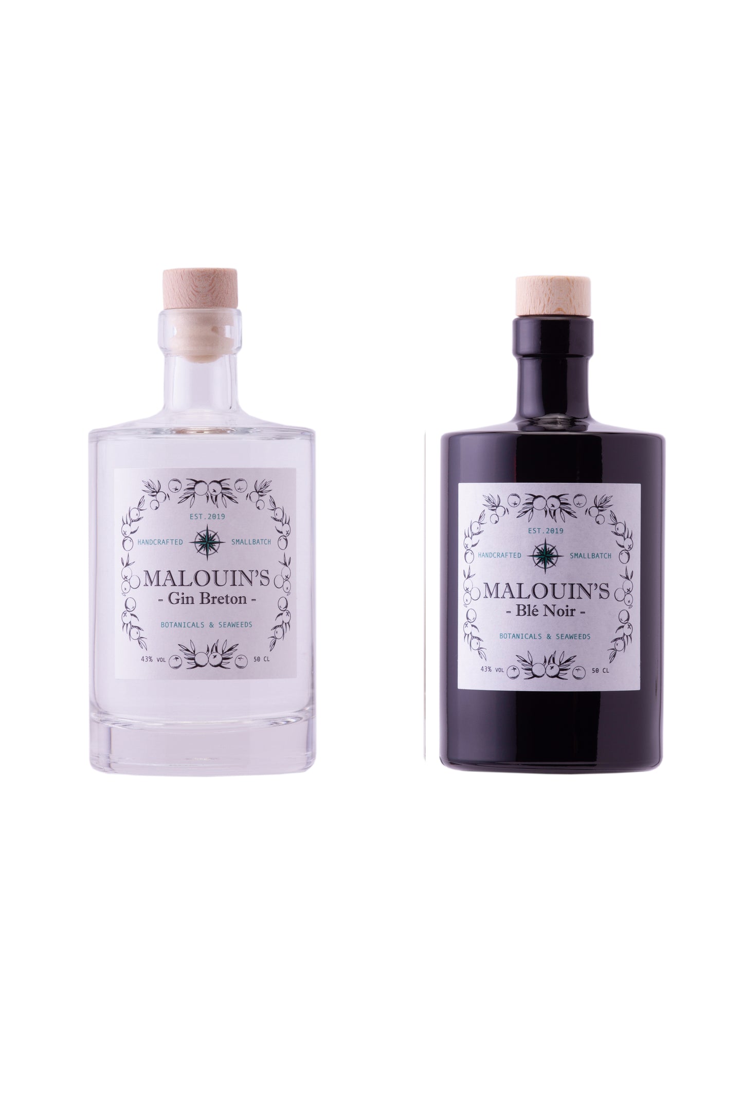 Malouin's Dry Gin Breton Algues 50cl + Gin Breton Blé Noir 50cl